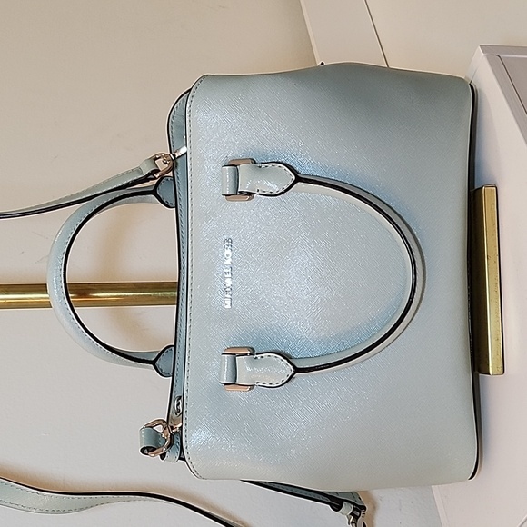 NWOT Michael Kors Benning Mint Leather Satchel W/ Wallet - Picture 4 of 16